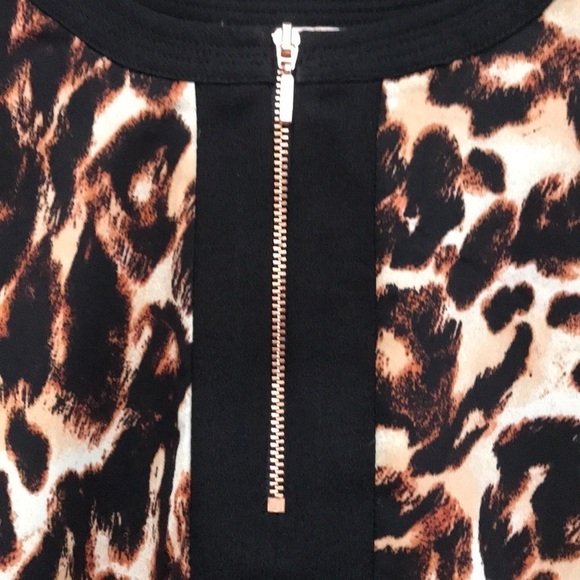 Gibson Lattner Animal/Cheetah Print 1/4 Font Zip Pullover Top - Picture 2 of 9